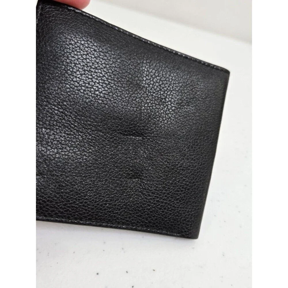 Emanuel Ungaro Bifold Wallet Black Gold Tone Mens Leather Vintage Small